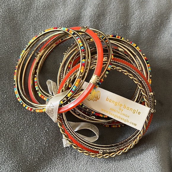 NWT Amrita Singh Bangles “coral/multi” 16 bangles size 8 - Picture 2 of 5